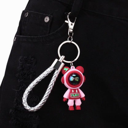 Violent lightning bear cartoon key chain couple school bag doll key pendant bag pendant car key