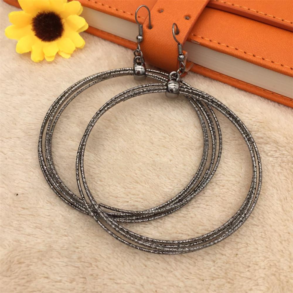 Fashion large metal ring buckle multi-layer hoop earrings night trend earrings exaggerated earrings