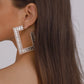 E1444 Exaggerated Design Earrings Imitation Pearl Rhinestone Square Personality Earrings Dinner Show Earrings