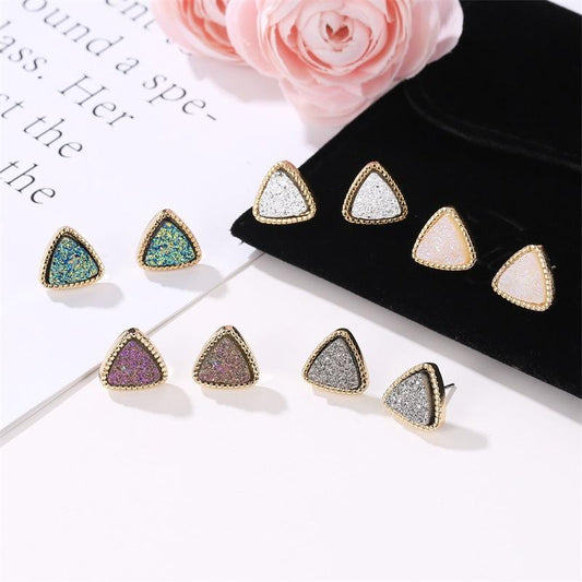 Harajuku Earrings Simple Triangular Matte Earrings Symphony Starry Sky Time Gems Gypsophila Starry Earrings