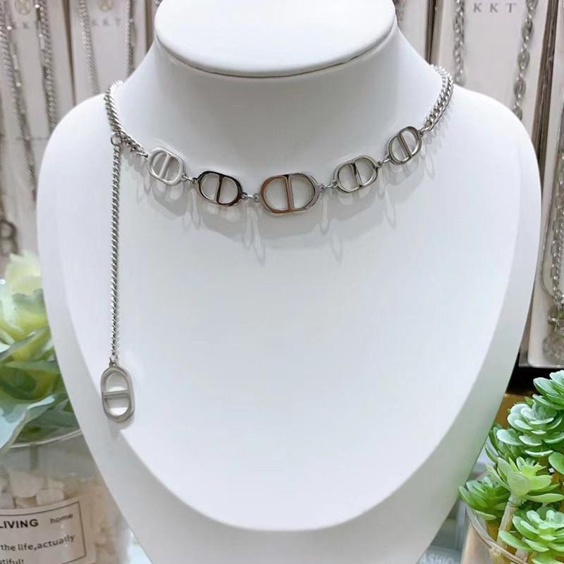 Hip-hop double D titanium steel letter tassel necklace trendy street ins cold pig nose clavicle chain does not fade