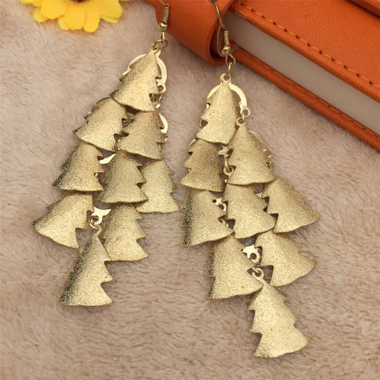 Christmas tree frosted earrings atmospheric personality multi-layer tassel earrings earrings jewelry