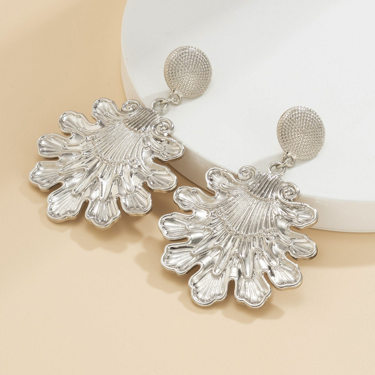 Jewelry fashion personality metal three-dimensional goldfish earrings trend simple several shield earrings women