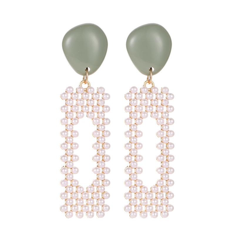 Exaggerated geometric earrings imitation pearl fashion net red candy earrings earrings earrings trendy ear accessories