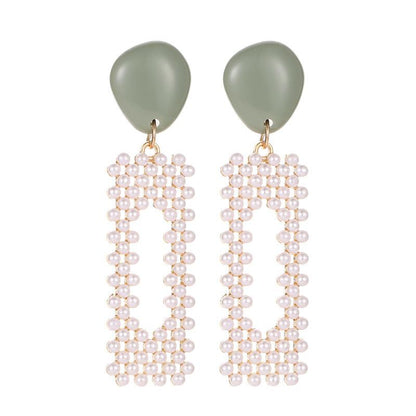 Exaggerated geometric earrings imitation pearl fashion net red candy earrings earrings earrings trendy ear accessories