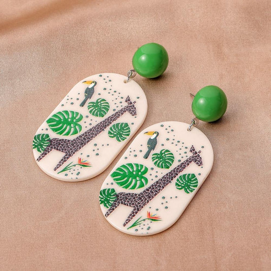 Geometric Acrylic Earrings 3D Printing Plants Flowers Animals Stud Earrings Trend Versatile Earrings