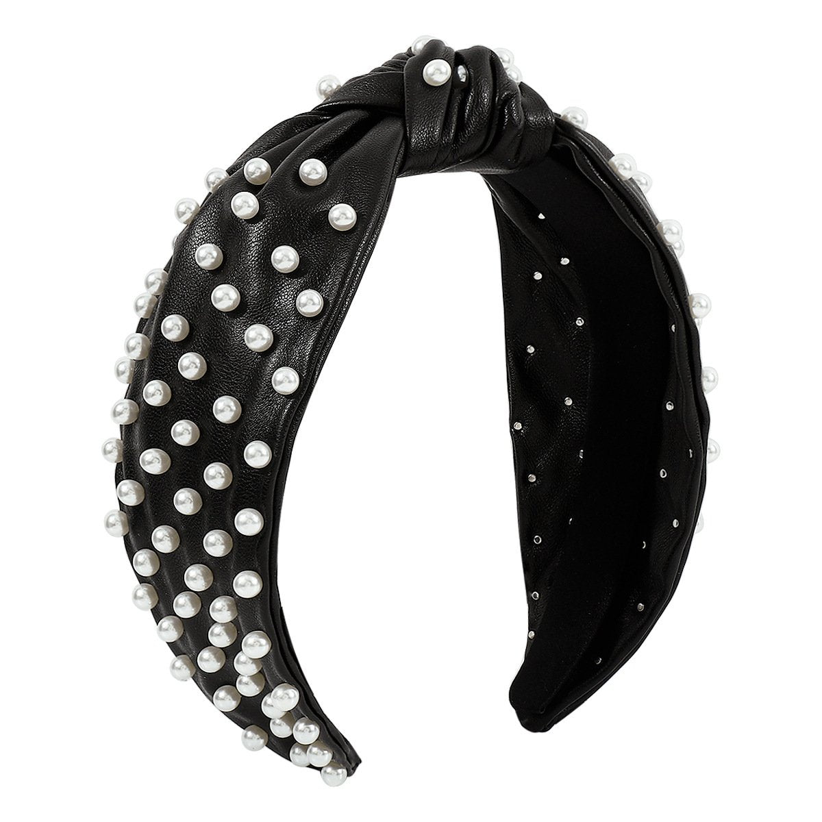 F494 fashion knotted leather beaded hair hoop female CCB personality wide-brimmed sweet going out pressing hair hoop