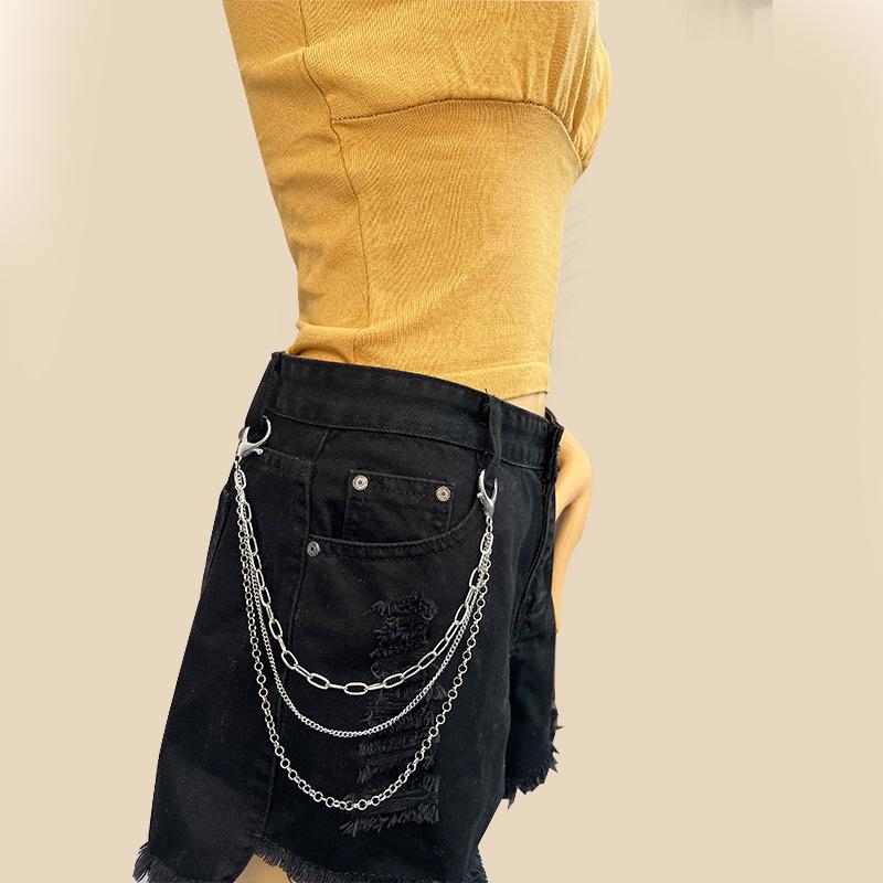 Trendy personality hip-hop metal dual-purpose waist chain pants chain fashion punk cool handsome multi-layer jewelry