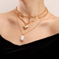 Explosive ins metal special-shaped pearl necklace simple and versatile big peach heart pendant necklace female