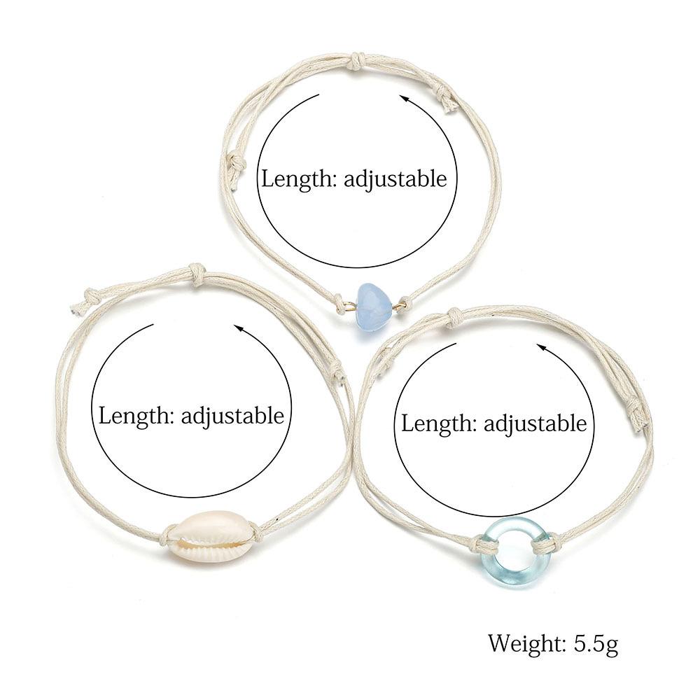 Accessories Popular Ladies Beach Foot Jewelry Retro Acrylic Seashell Anklet Set of 3 Jewelry