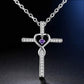 Fashion Cross Religious Belief Inlaid Zircon Pendant Necklace Heart Shape Necklace Jewelry