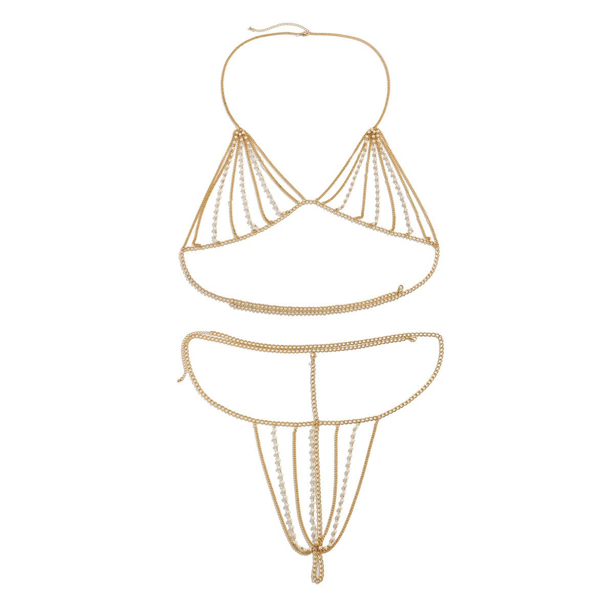 Jewelry imitation pearl thin chain mix and match body chain suit beach bikini sexy chest chain female