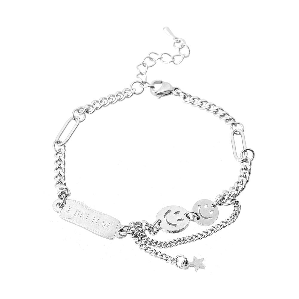 Personality Cold Smile Smile Stainless Steel Titanium Steel Adjustable Bracelet Hand Decoration