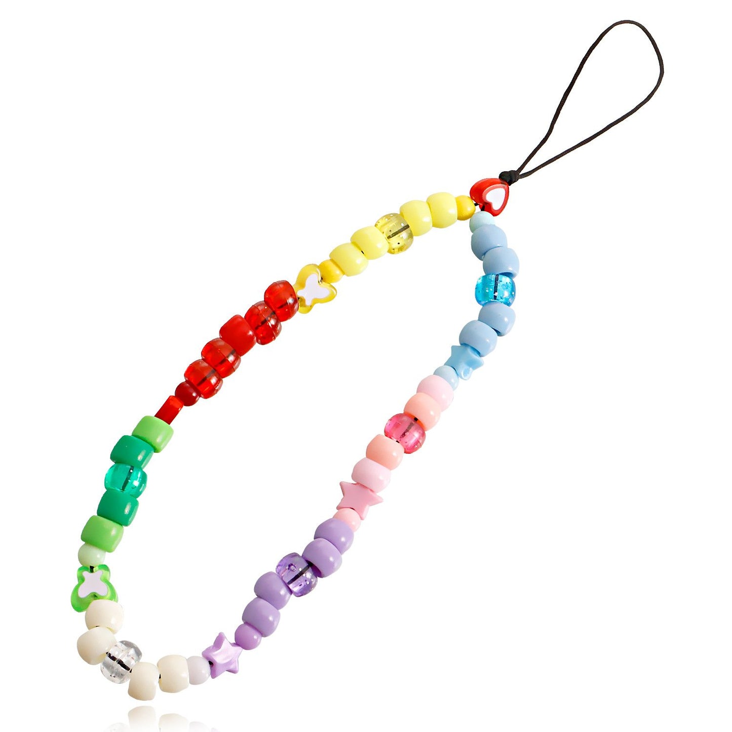 Explosive ins colorful beaded mobile phone chain ornaments love mobile phone lanyard beaded jewelry pendant female