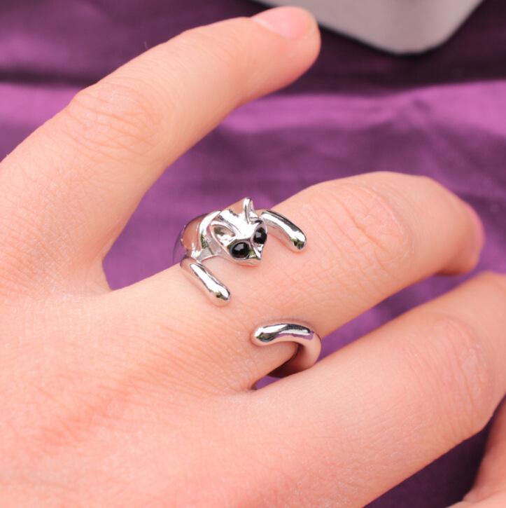 Cute Animal Open Ring Fashion Personality Exaggerated Puppy Cat Elephant Ring Creative Hand Jewelry