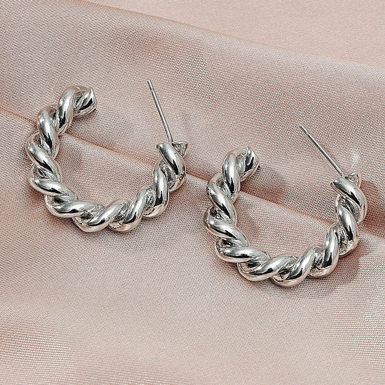 ins spiral ring earring earrings female fashion personality metal C-shaped geometric twist braided earrings female