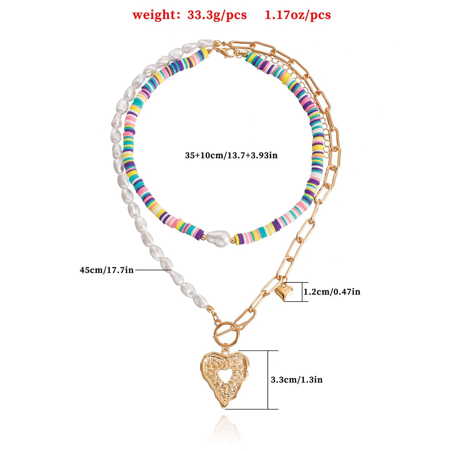 Jewelry Bohemia colorful soft pottery piece imitation baroque pearl exaggerated love necklace necklace female