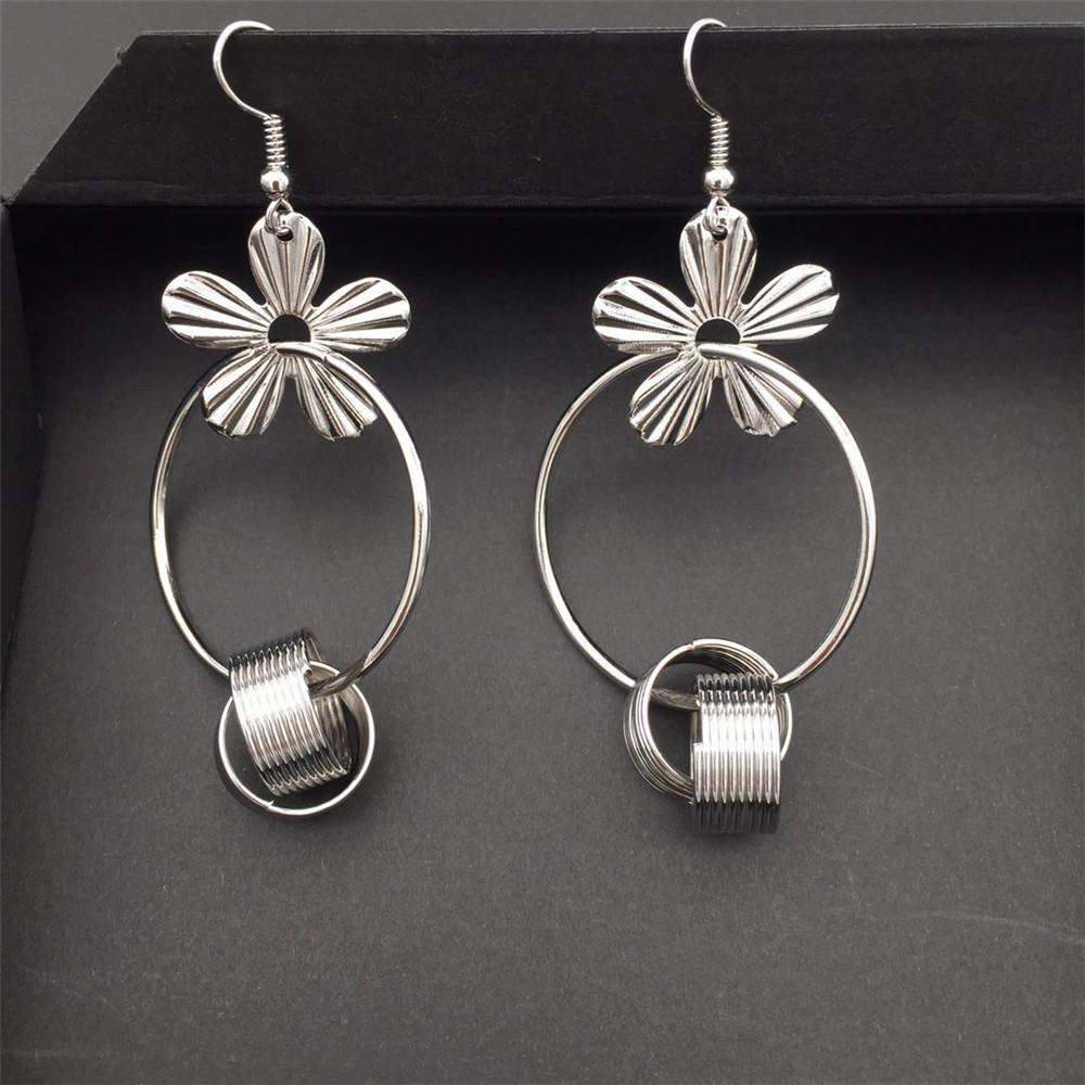 Double Circle Cross Large Circle Circle Sunflower Female Earrings Pop Earrings Night