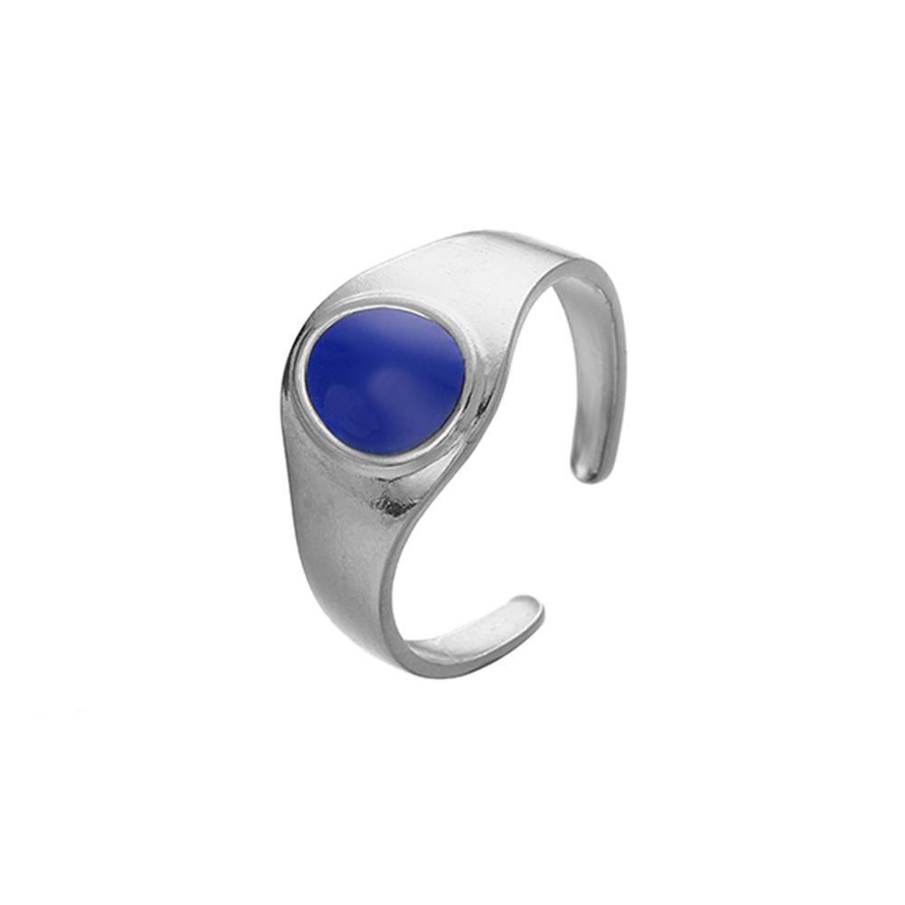 High Fashion Ladies Exaggerated Stainless Steel Clarity Adjustable Sapphire Oil Drip Ring