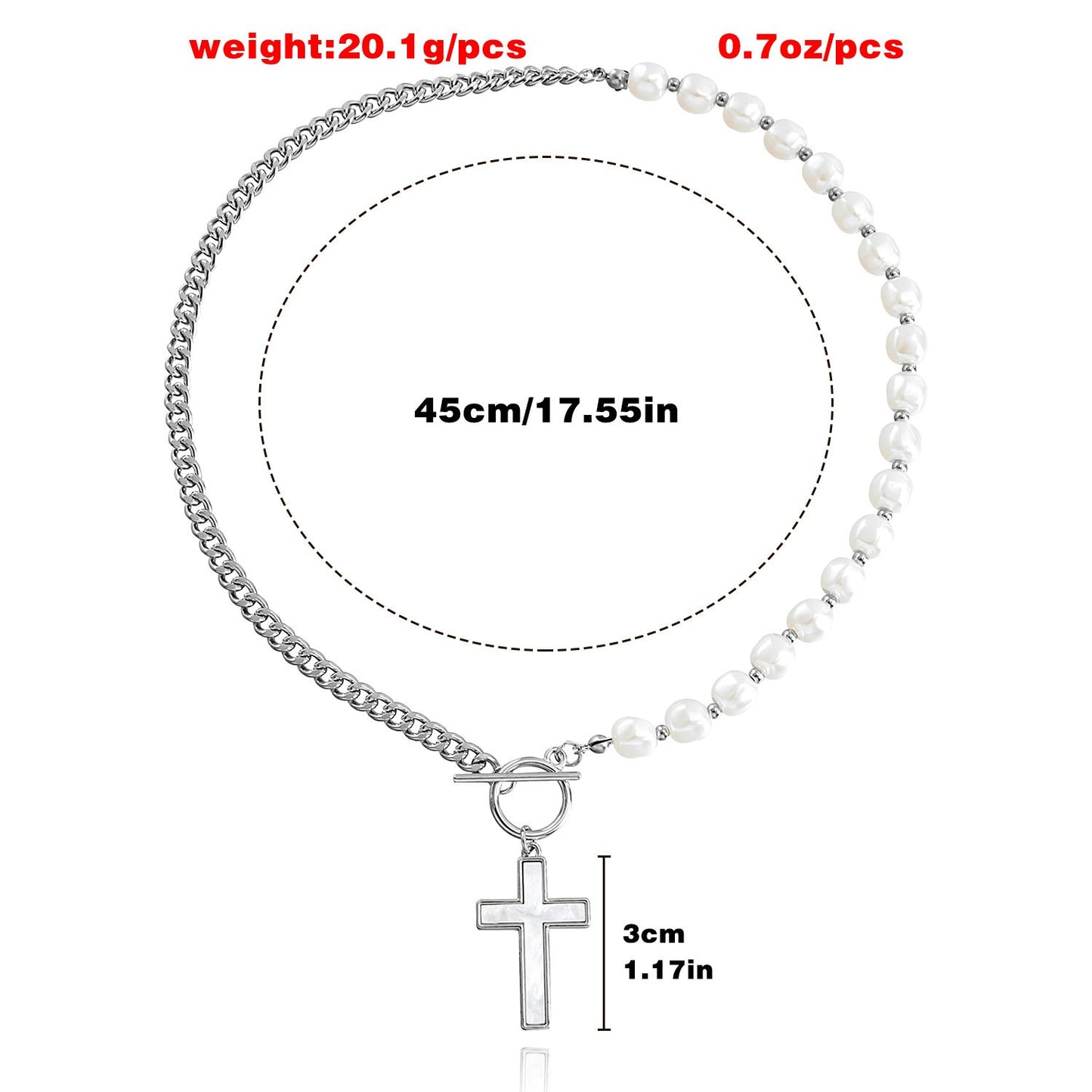 Jewelry Stitching Chain Mix and Match Beaded Imitation Pearl Necklace Cross Fritillary Pendant Necklace Light Luxury