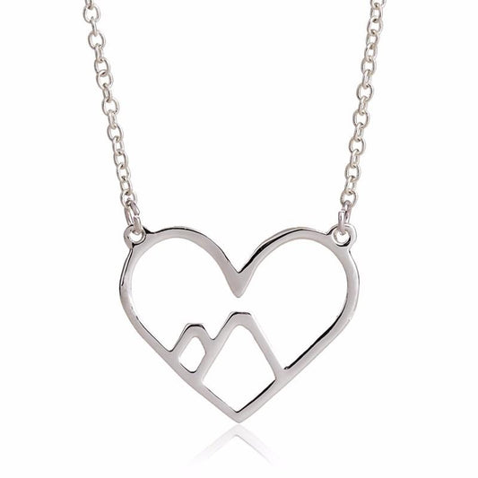 Explosive jewelry simple love peach heart hollow mountain necklace empty peach heart mountain pendant clavicle chain
