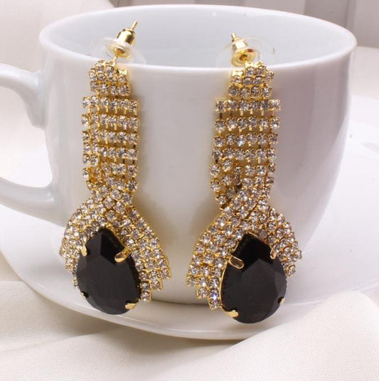 Fashionable atmosphere diamond-studded drop-shaped crystal gemstone earrings earrings accessories