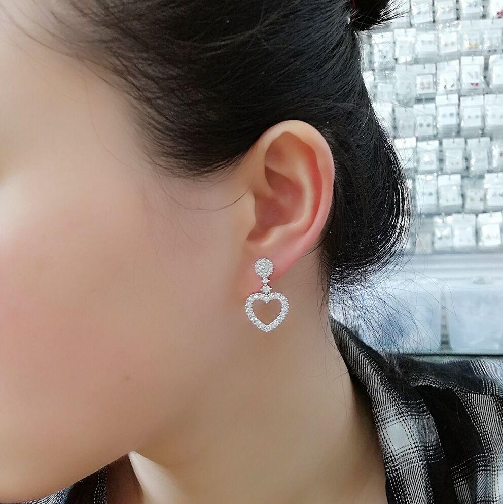 Jewelry Women's Sweet Simple Love Diamond Short 925 Silver Needle Pendant Earrings Stud Earrings