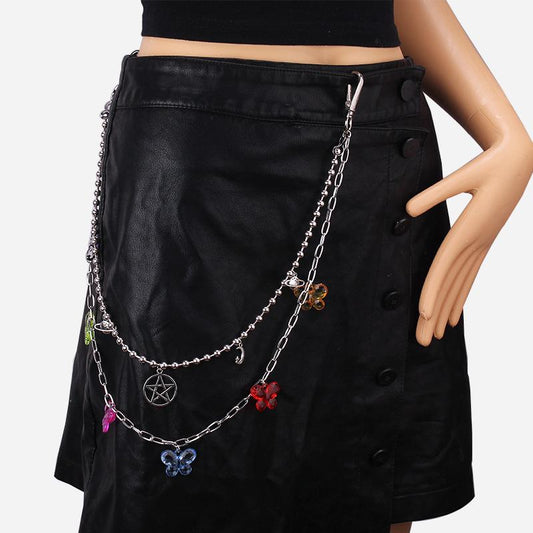 Jewelry ins 1 metal thick chain trend accessories pants chain fashion acrylic butterfly decoration