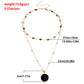 Jewelry evil eye double layered black mother-of-pearl pendant necklace female autumn and winter sweater chain
