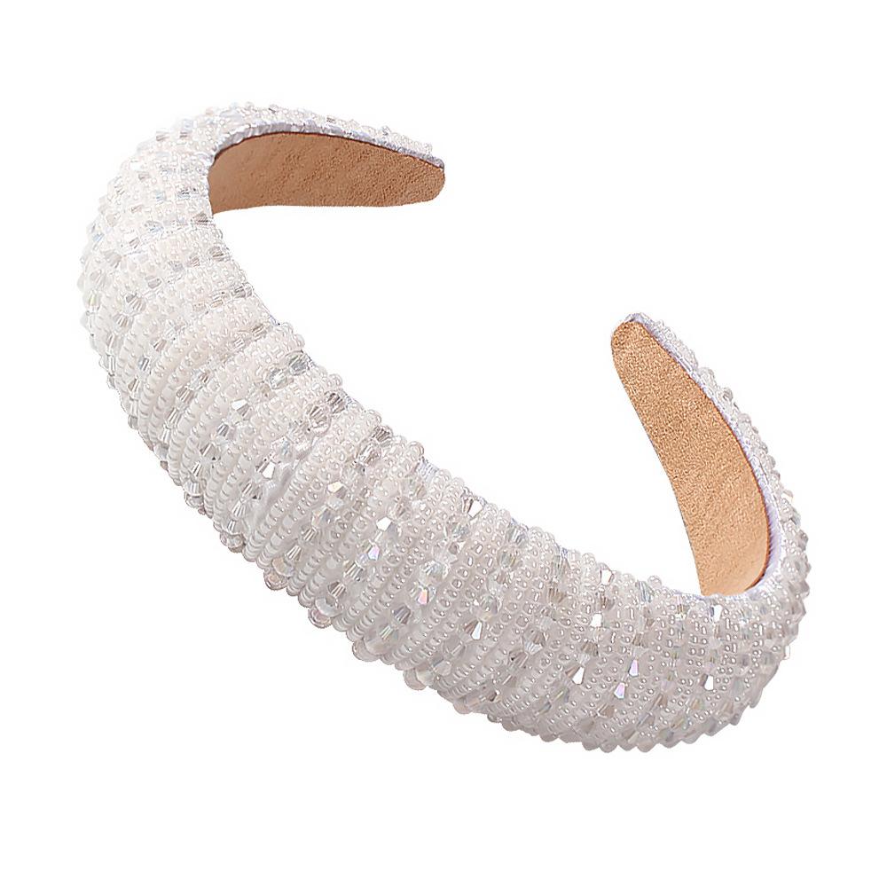 F2355 fashion handmade beaded headband female exaggerated luxury thick sponge wide-brimmed headband