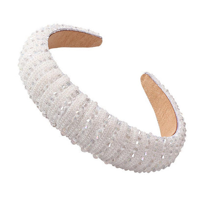 F2355 fashion handmade beaded headband female exaggerated luxury thick sponge wide-brimmed headband