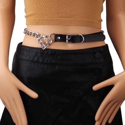 Trendy belt-style PU belt punk exaggerated single-layer chain sexy tassel waist chain waist decoration