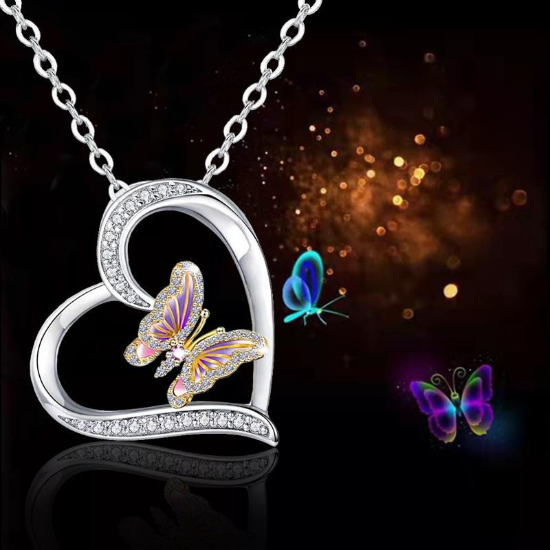 Exclusively for fashion women love butterfly diamond pendant necklace simple animal series jewelry