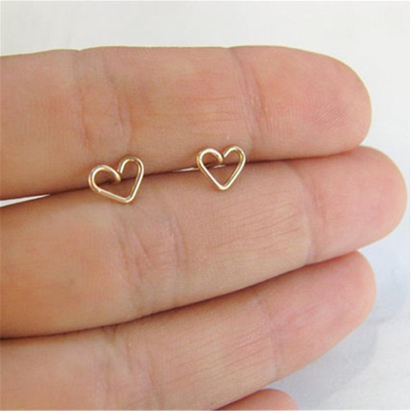 Tanabata Valentine's Day Gift Simple Hollow Peach Heart Love Stud Earrings Women's Classic Versatile Earrings Ear Jewelry
