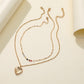 Love Color Diamond Clavicle Necklace Creative Rose Fashion Metal Peach Heart Combination Double Stacked Necklace