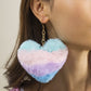 Jewelry Creative Rainbow Color Plush Peach Heart Earrings Female Exaggerated Fashion Imitation Rabbit Fur Heart Earrings