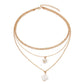 Sweater Chain Fashion Trend Chain Clavicle Chain Simple Pearl Pendant Three Layer Necklace