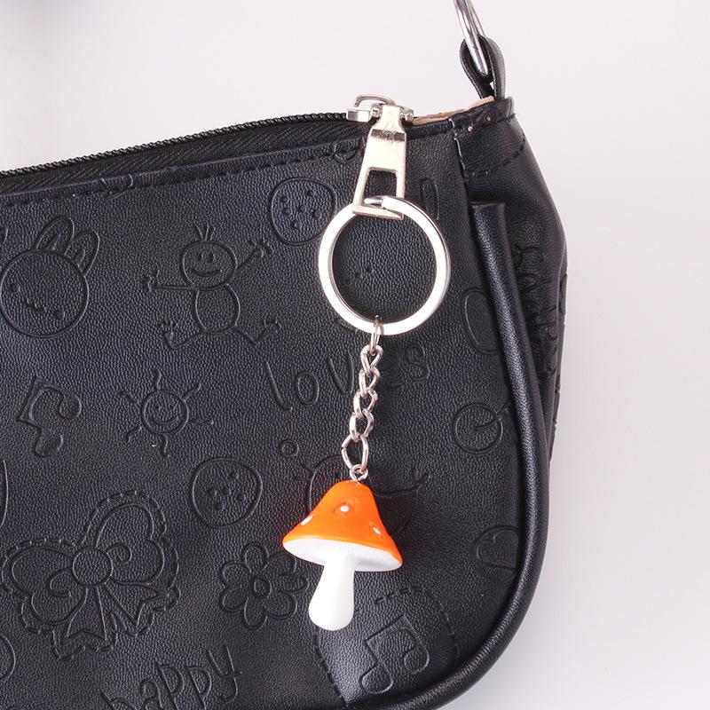 Creative cartoon color small mushroom key chain bag mobile phone car key ring pendant cartoon mushroom pendant