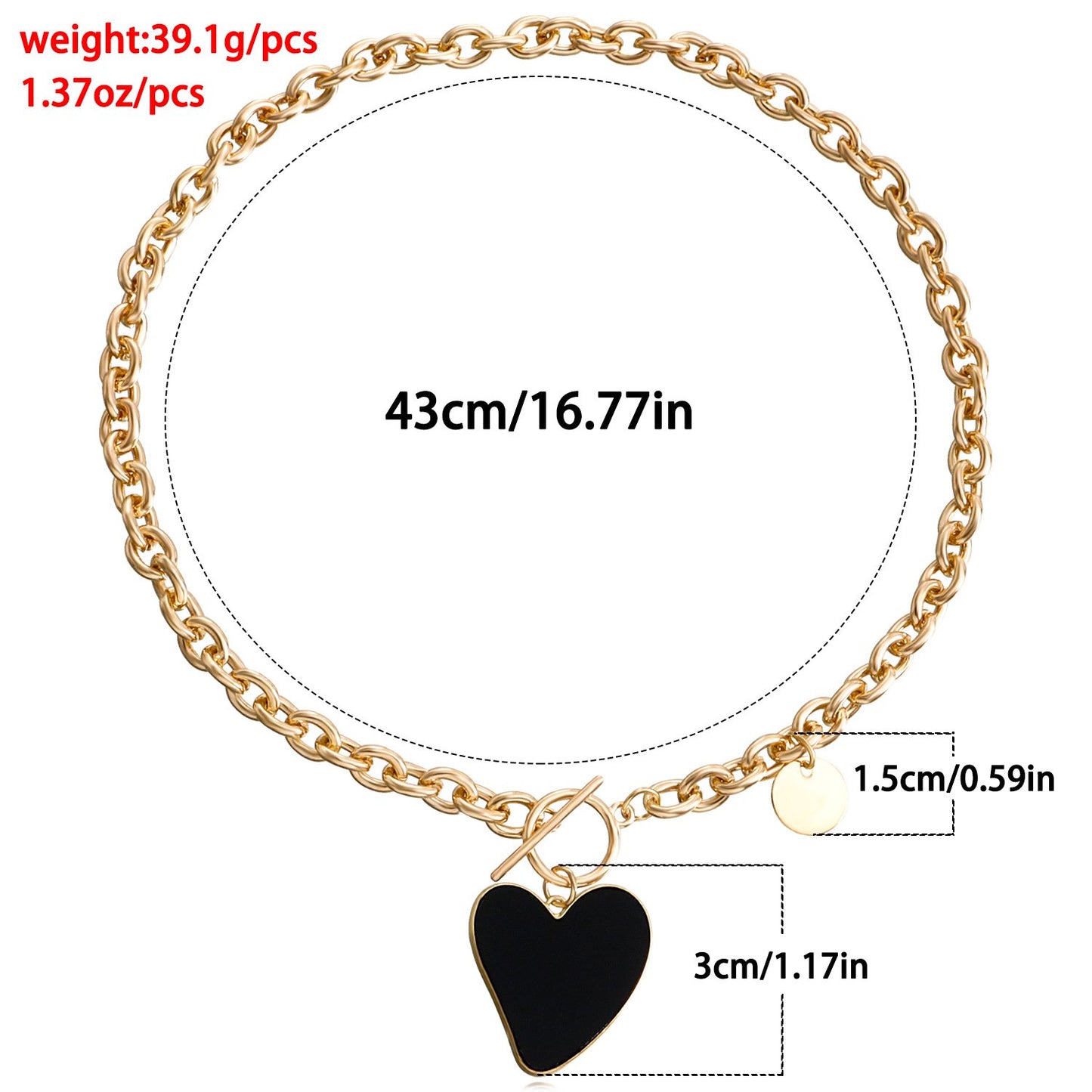 Jewelry Fashion Heart Black Fritillaria Thick Necklace Sweater Chain Women Light Luxury Versatile Niche Design Necklace