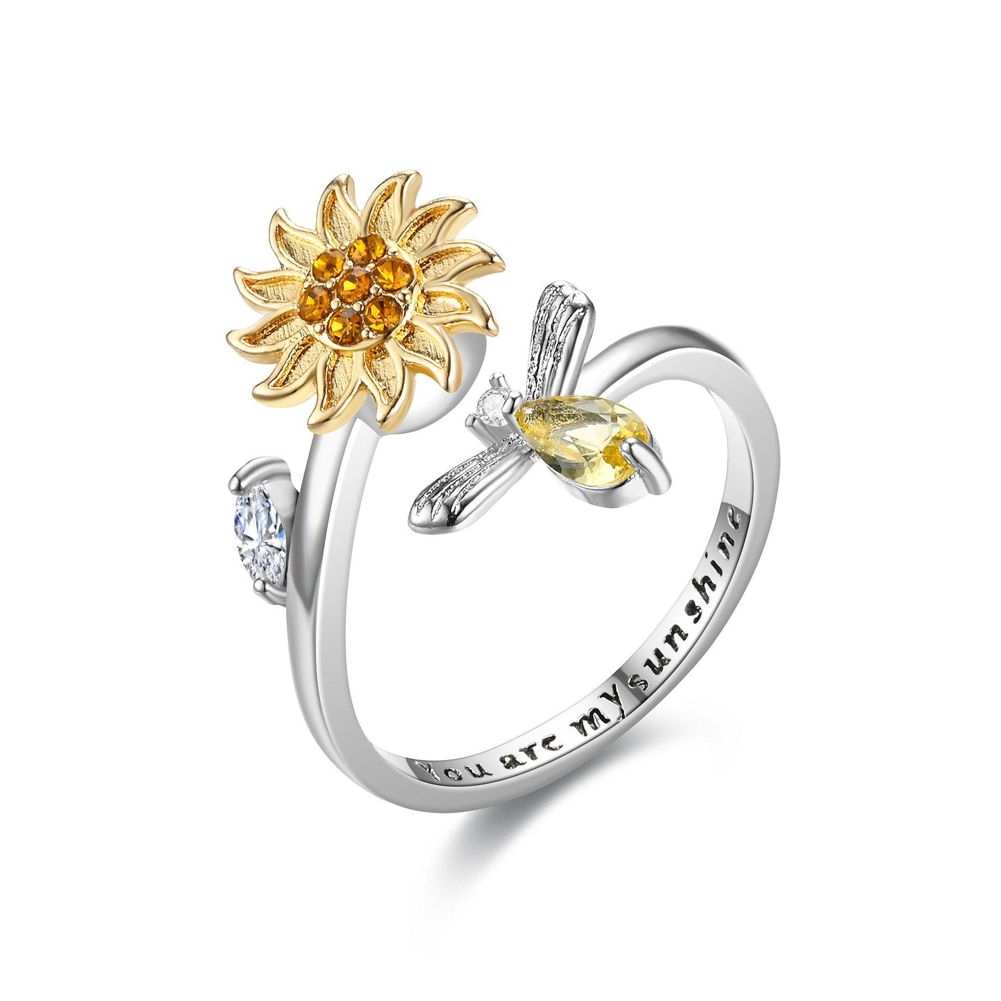 Explosive style rotating living mouth zircon ring anti-anxiety decompression ring female jewelry