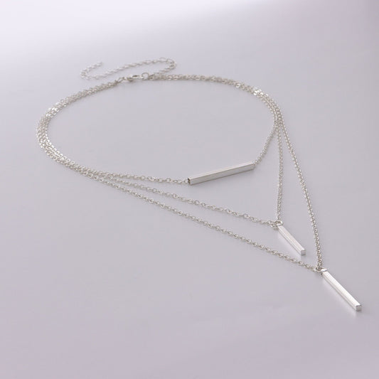 Jewelry multi-layer geometric one-word horizontal bar number stick pendant necklace female punk fashion fashion necklace