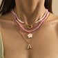 Creative Beaded Beaded Star Necklace Retro Inlaid Pearl Letter A Pendant Clavicle Necklace Female