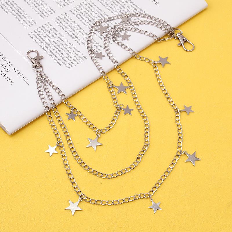 Popular Jewelry Punk Tassel Star Waist Chain Personality Versatile Pants Chain Fashion Multilayer Body Chain