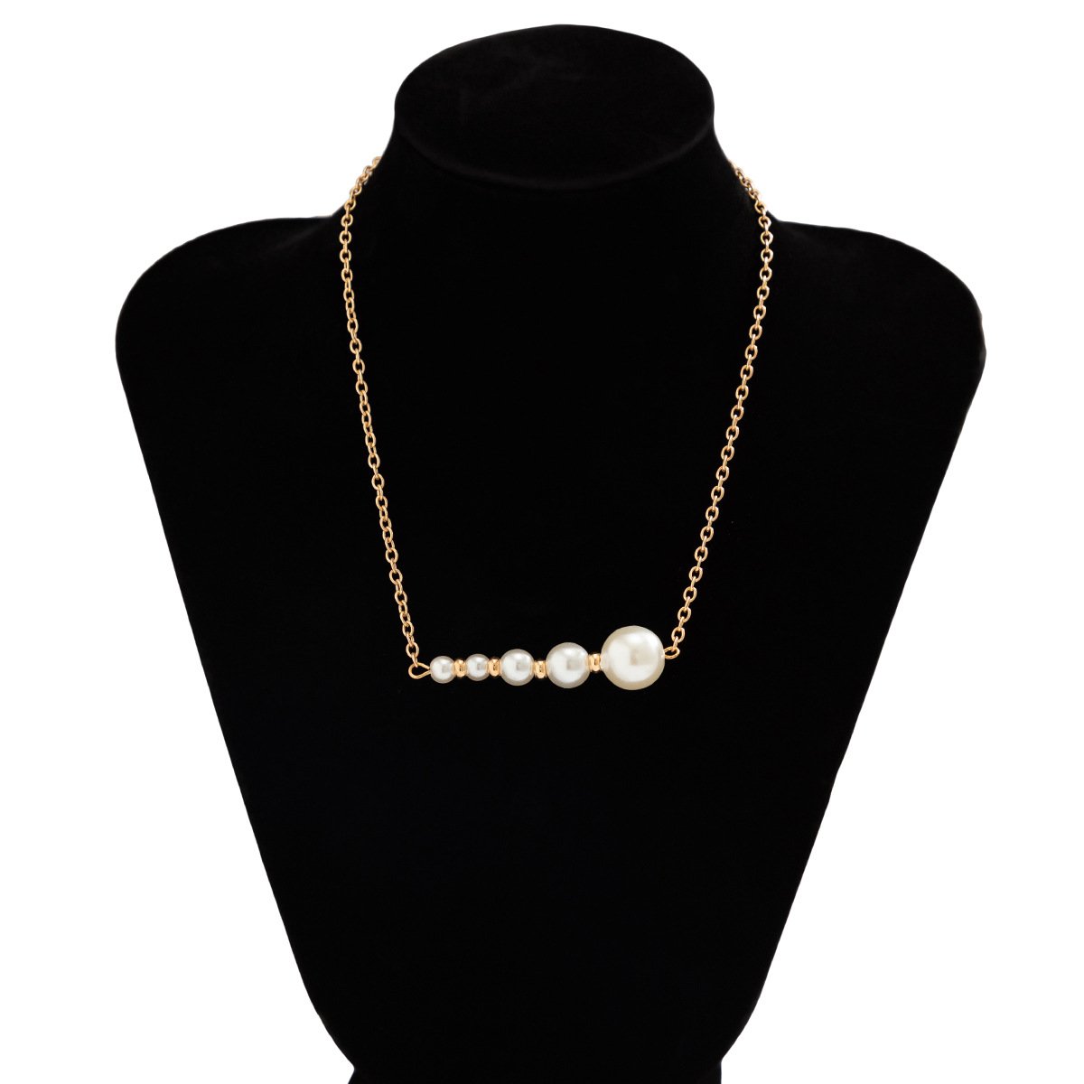 Jewelry simple niche imitation pearl necklace female all-match geometric arrangement beaded pendant necklace