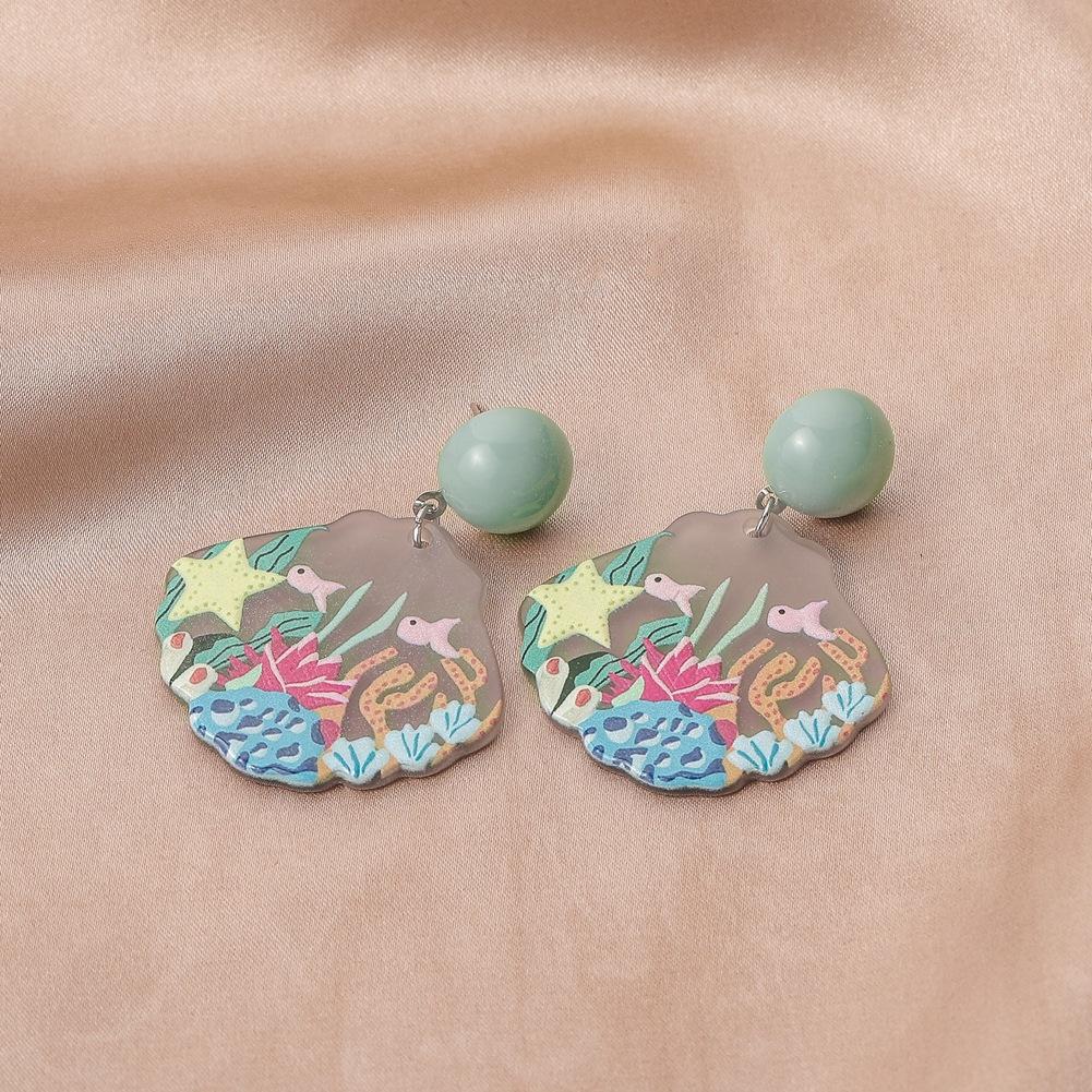Acrylic plate graffiti earrings ocean world earrings niche personality design girly accessories