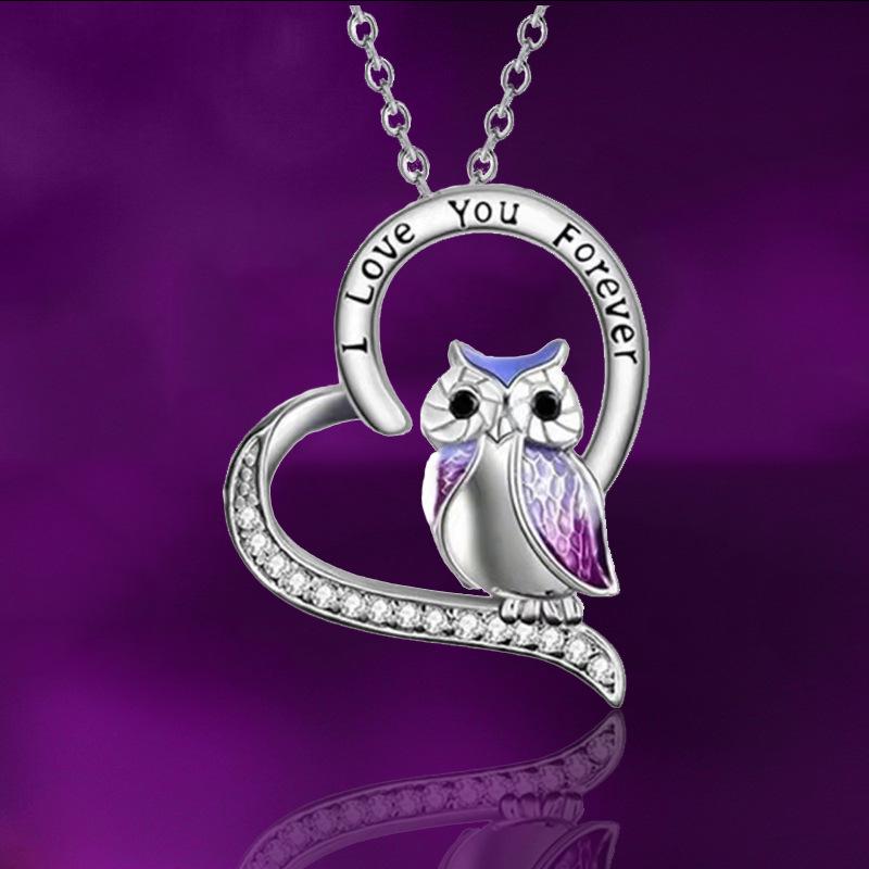 Explosive Pendant Necklace Women's Fashion Alphabet Necklace ILoveYou Heart Owl Jewelry