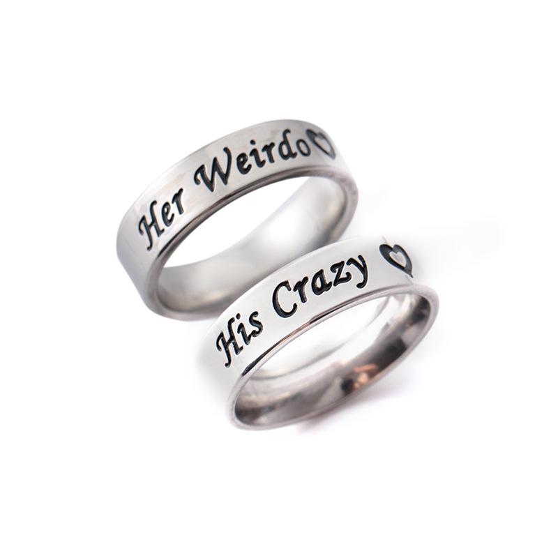 Fashion hiscrazyherweirdo ring couple ring titanium steel ring jewelry