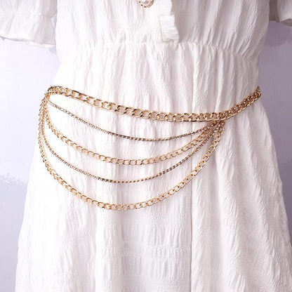 Jewelry multi-layer simple diamond chain body chain female retro sexy metal waist chain