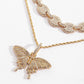 Jewelry Retro Twist Set Necklace Female Hip Hop Full Diamond Cuban Buckle Diamond Butterfly Necklace