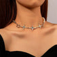Simple stitching pearl necklace exaggerated gray and white beads cross collarbone chain choker necklace female accessories